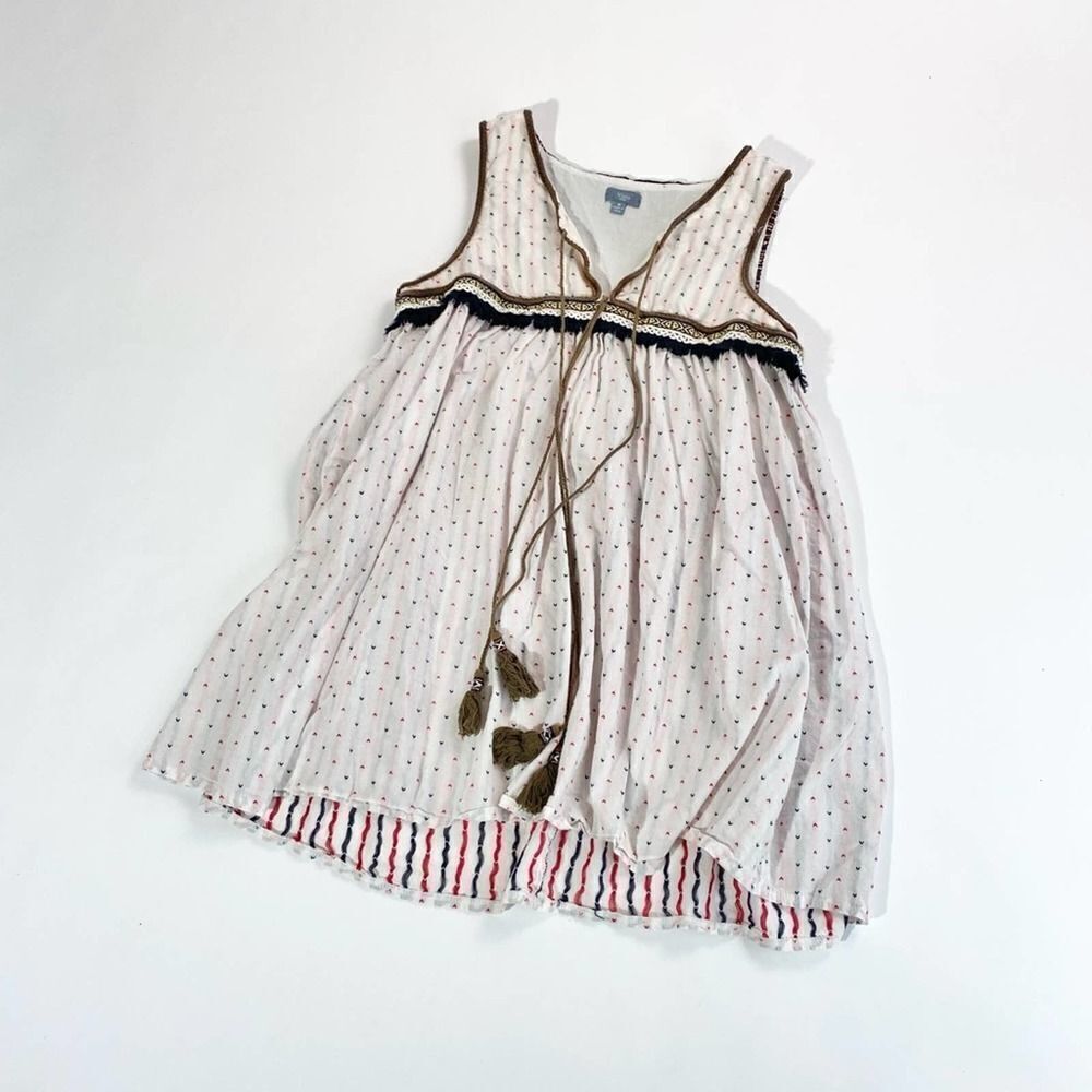 Vizio M embroidered boho tunic tank with tassels